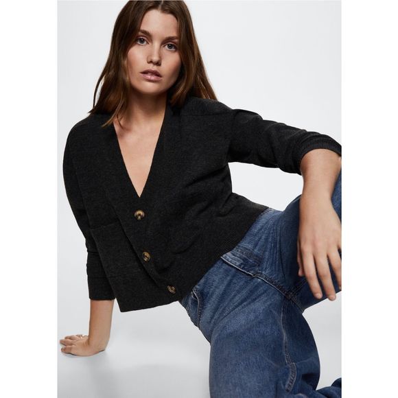 Mango Pocket Knit Cardigan Charcoal - Picture 5 of 5
